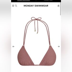 Monday Swimwear Hanalei Top Mauve Lurex Rib